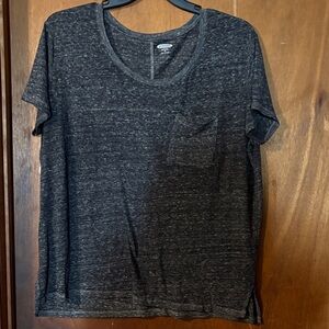 Old Navy Women's Short Sleeve Heathered Black Pocket Tee